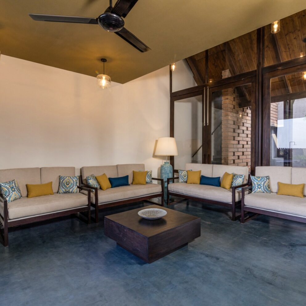 A lobby area of Inidi Leisure luxury beach villa in Sri Lanka.