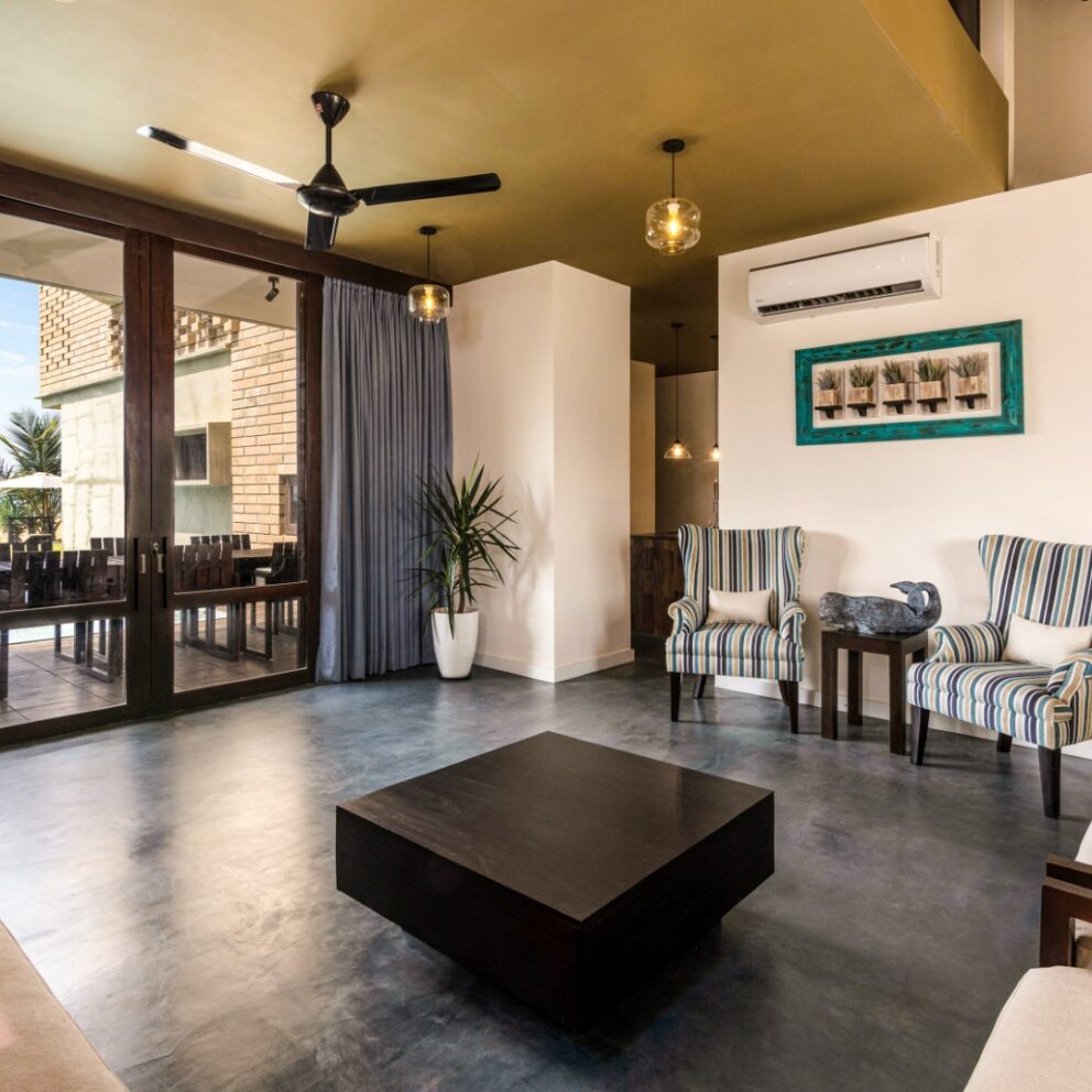 A lobby area of Inidi Leisure luxury beach villa in Sri Lanka.